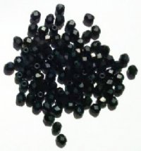 100 4mm Faceted Matte Black Firepolish Beads